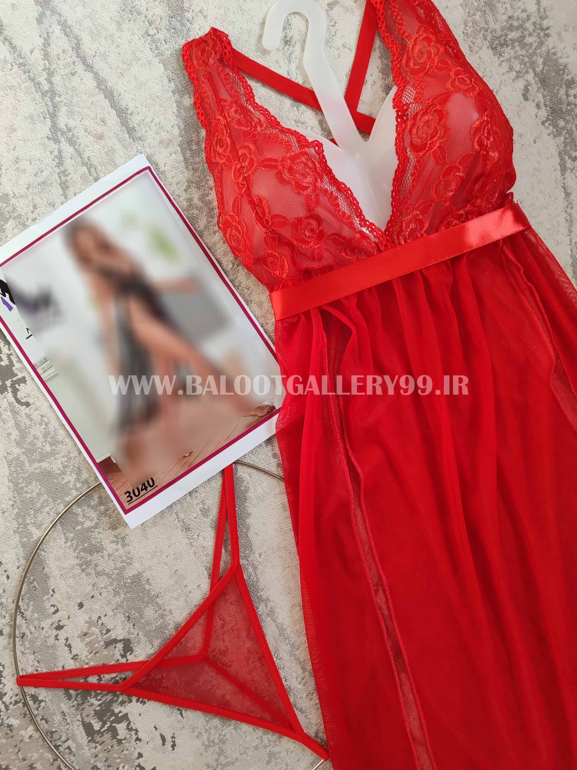 لباس خواب توری بلند چاک دار / کد 185 — تصویر ۳