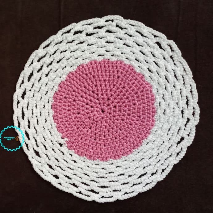رومیزی قلاب بافی مکرومه دایره کد 010