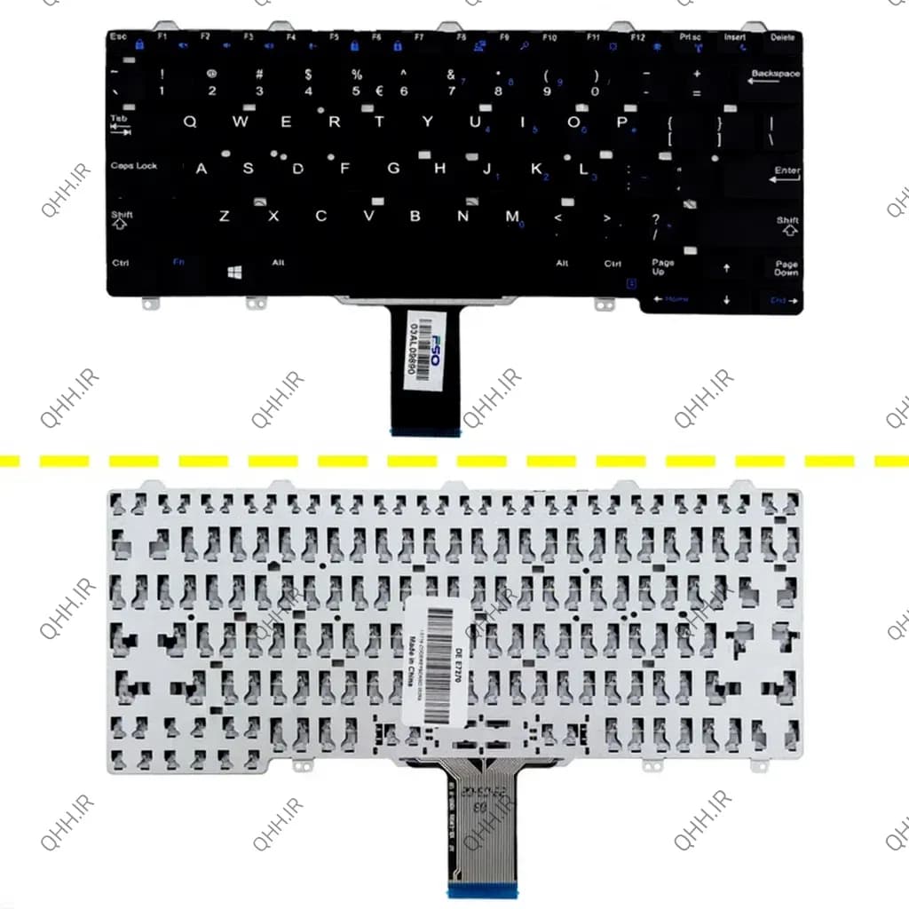 کیبرد لپ تاپ دل Latitude E7270 مشکی-اینترکوچک بدون فریم — تصویر ۳
