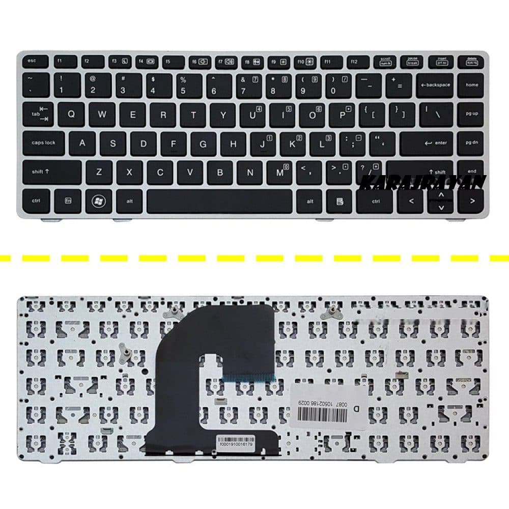 کیبرد لپ تاپ اچ پی EliteBook 8460B مشکی-بدون موس با فریم نقره ای