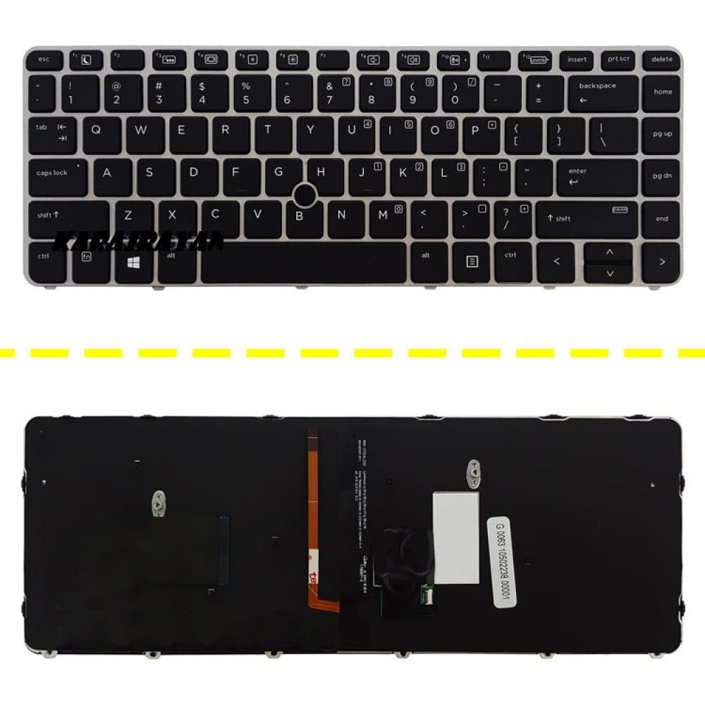 کیبرد لپ تاپ اچ پی EliteBook 840 G3 مشکی-با موس و بک لایت-با فریم نقره ای