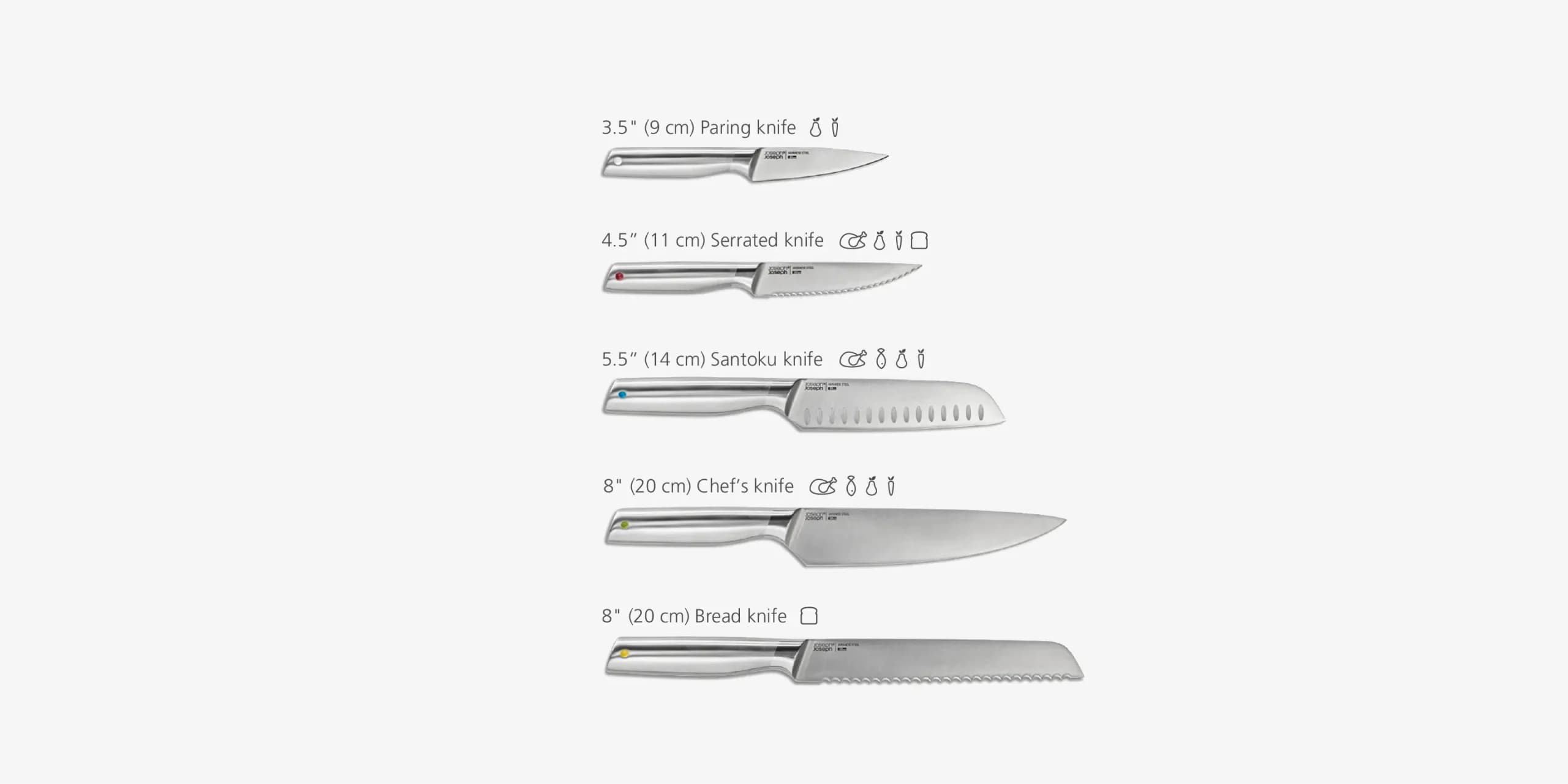 سرویس چاقو 6 پارچه تمام استیل پایه گردان جوزف جوزف مدل الویت joseph joseph Elevate™ Steel Knives Carousel 6-piece Set — تصویر ۴