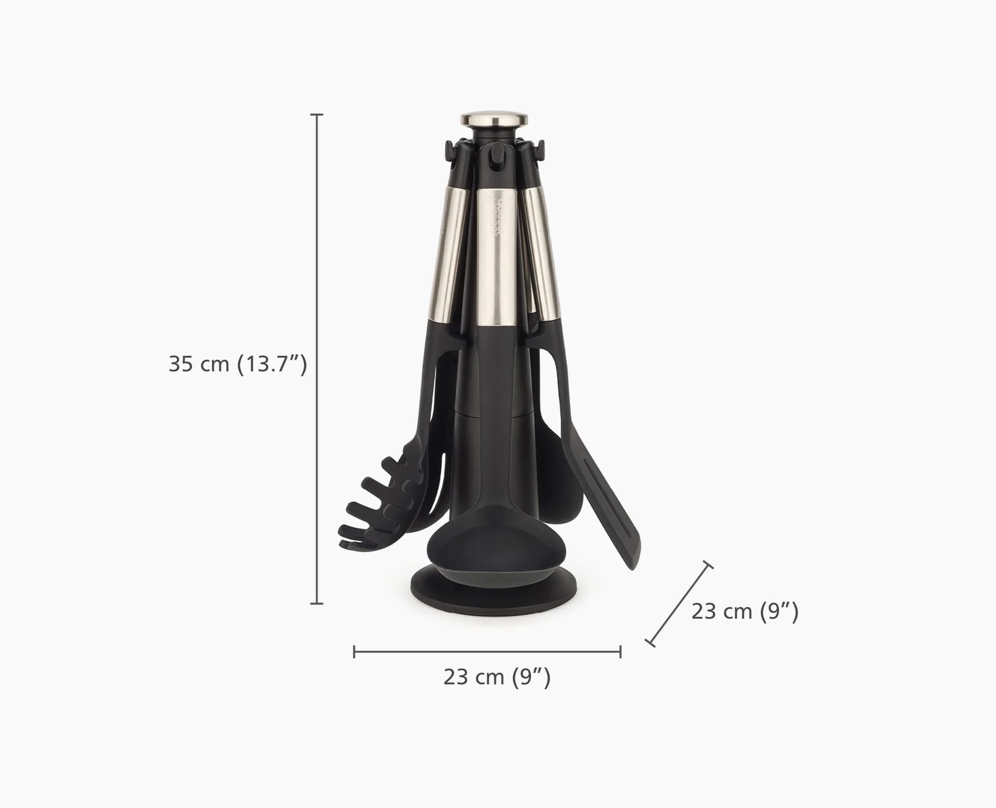 ست کفگیر و ملاقه 6 پارچه استیل و مشکی جوزف جوزف Joseph Joseph Elevate Stainless Steel Silicone Utensil Carousel, Set of 6 — تصویر ۵