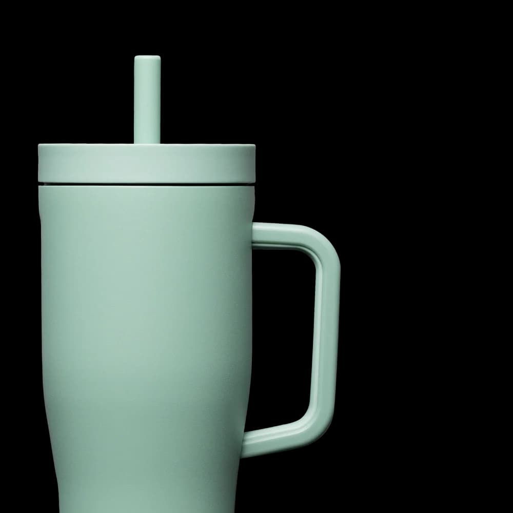 لیوان مسافرتی دسته دار 650ml کورکسیکل (سبز آویشن) Corkcicle Leakproof Cruiser Insulated Tumbler with Straw Thyme — تصویر ۵