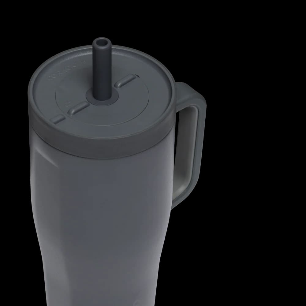 لیوان مسافرتی دسته دار 650ml کورکسیکل (طوسی) Corkcicle Leakproof Cruiser Insulated Tumbler with Straw Flint, — تصویر ۳