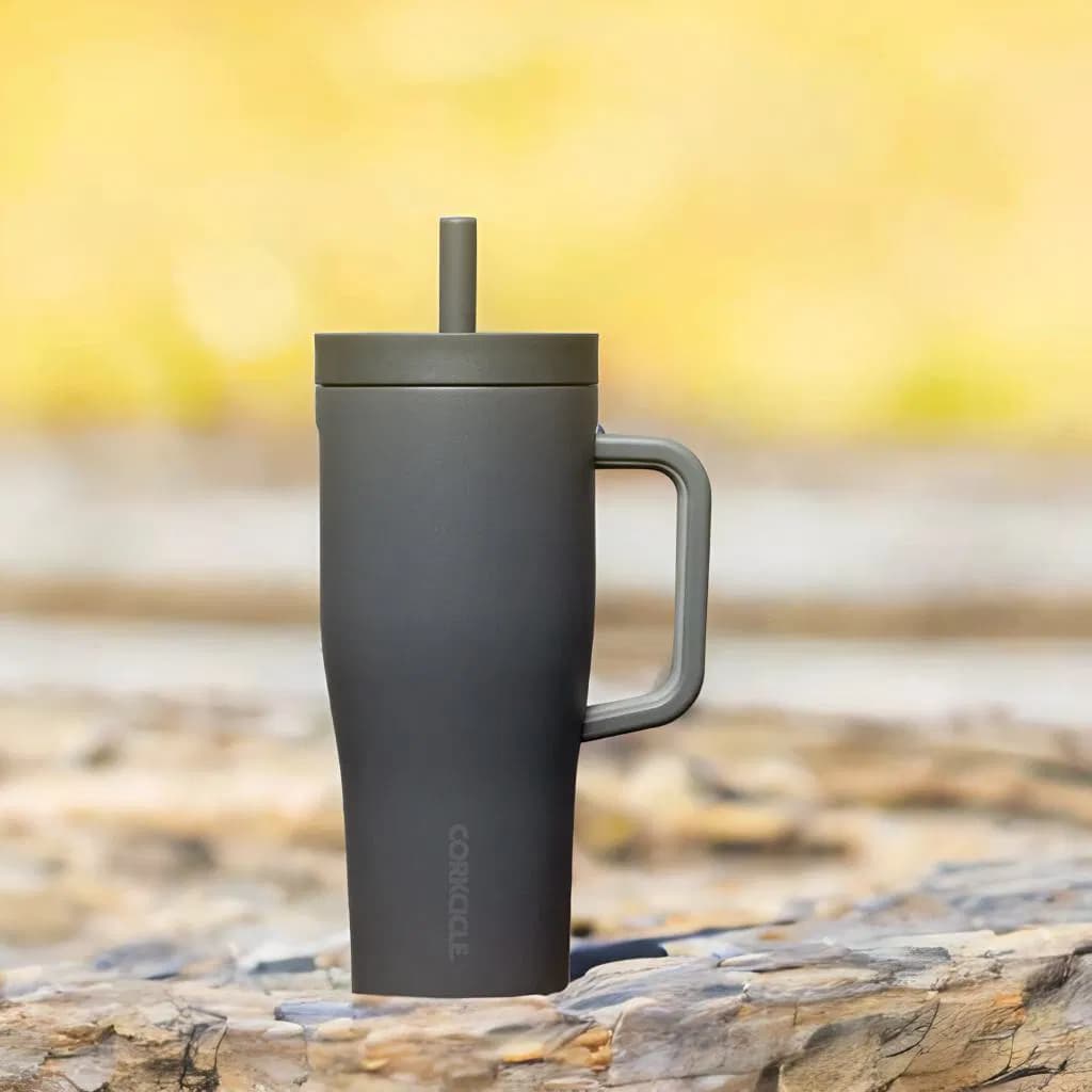 لیوان مسافرتی دسته دار 650ml کورکسیکل (طوسی) Corkcicle Leakproof Cruiser Insulated Tumbler with Straw Flint,