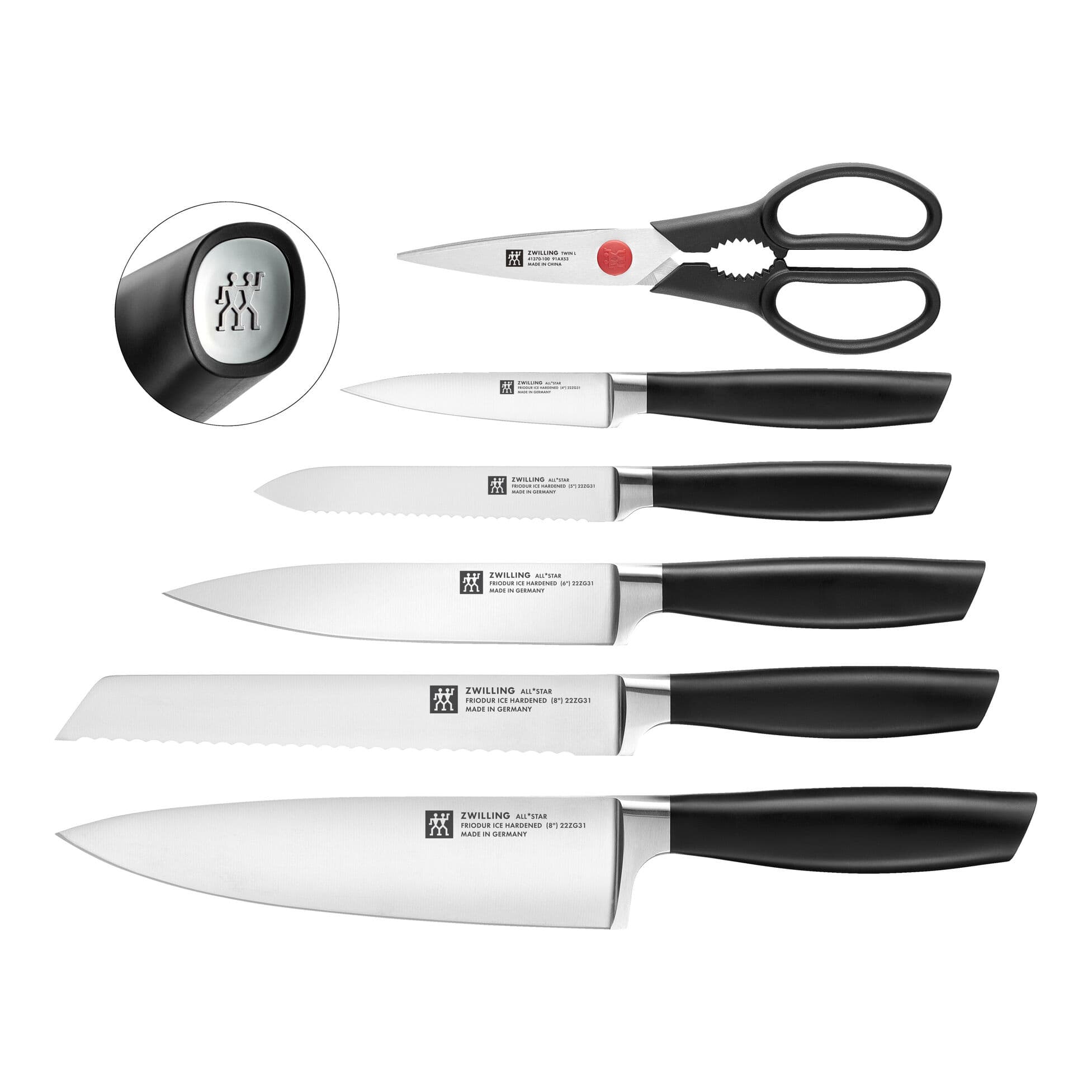سرویس چاقو 7 پارچه مدل آل استار با استند تیز کننده شارپ بلاک سفید ZWILLING All Star Self Sharpening Knife Block White, Set of 7 — تصویر ۲