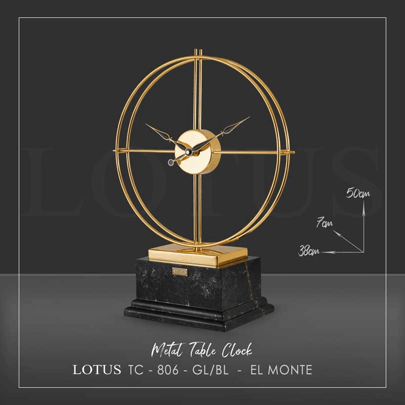 ساعت رومیزی فلزی لوتوس مدل EL MONTE – TC-806 رنگ GOLD/BLACK — تصویر ۶