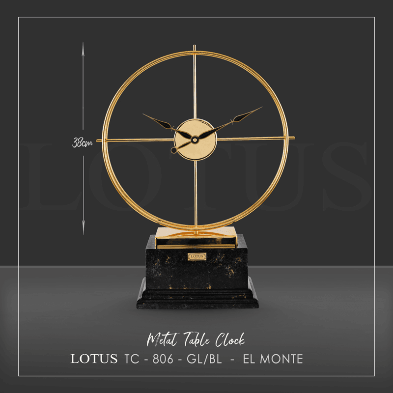 ساعت رومیزی فلزی لوتوس مدل EL MONTE – TC-806 رنگ GOLD/BLACK — تصویر ۴