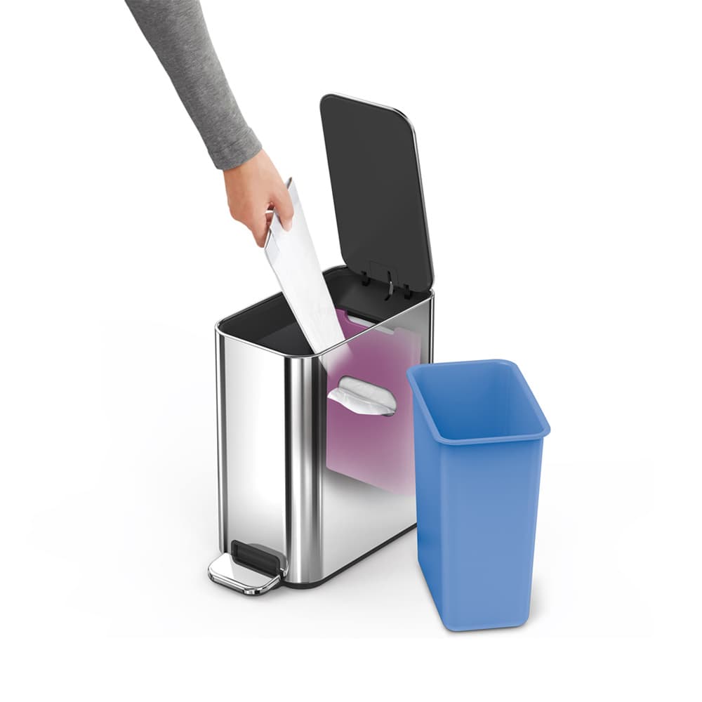 سطل زباله پدالی مستطیل براق 5 لیتر simplehuman Slim Pedal Bin, 5L — تصویر ۲
