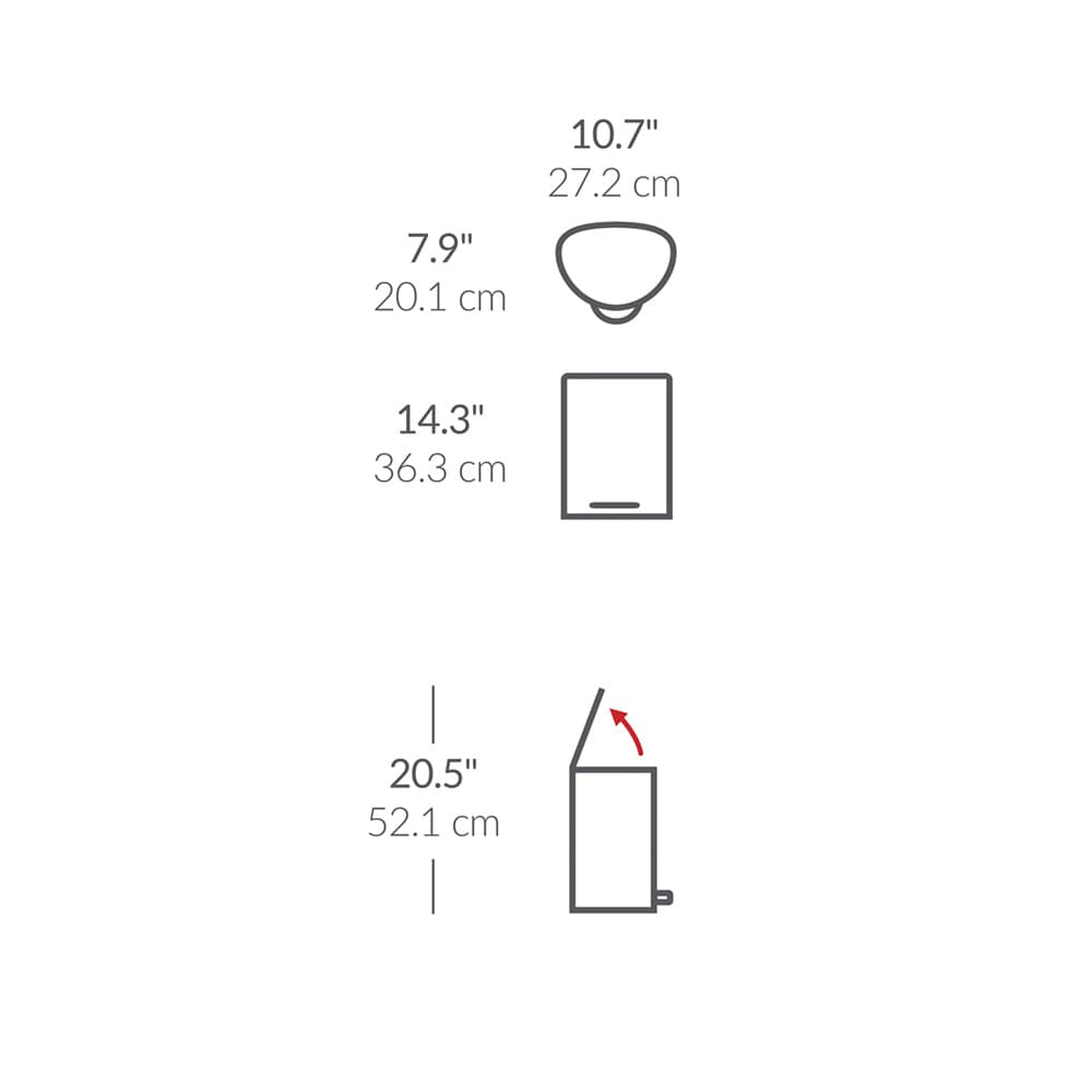 سطل زباله پدالی 6 لیتر نیم دایره استیل سیمپل هیومن simplehuman Semi Round Pedal Bin, 6L — تصویر ۲