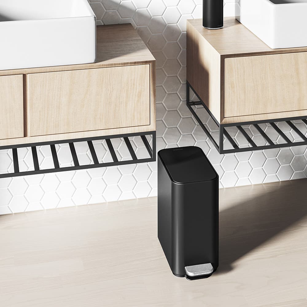 سطل زباله پدالی 5لیتر مشکی سیمپل هیومن simplehuman Slim Step Bin 5l black