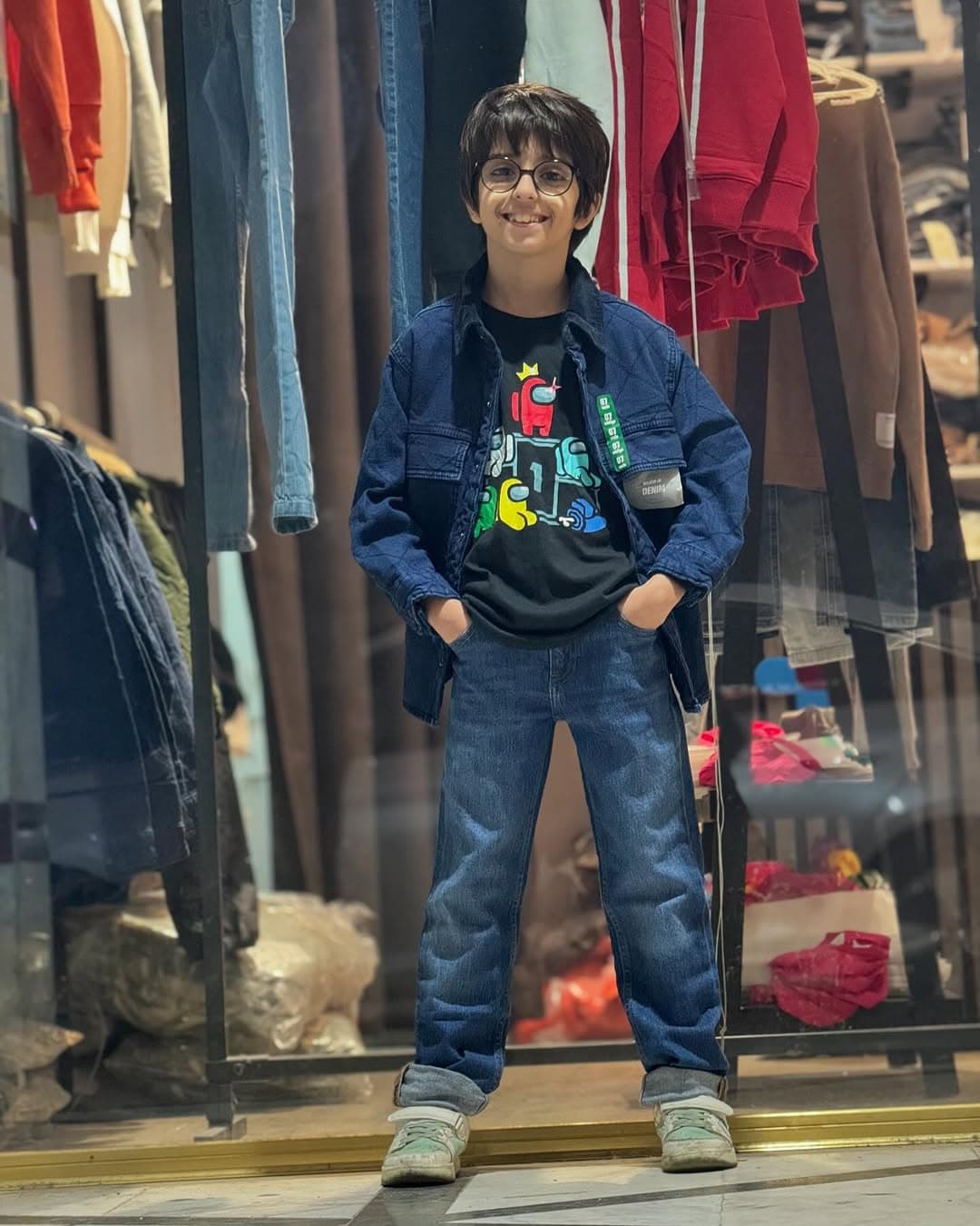 کاپشن جین پسرانه برند زارا zara رنگ سورمه ای — تصویر ۴