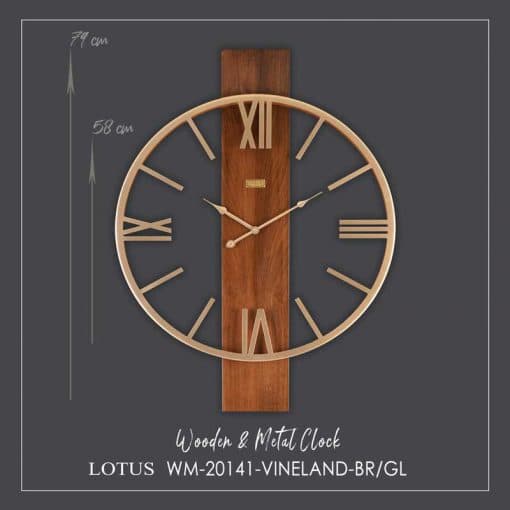 ساعت دیواری لوتوس مدل VINELAND کد WM-20141 رنگ BR/GL — تصویر ۵