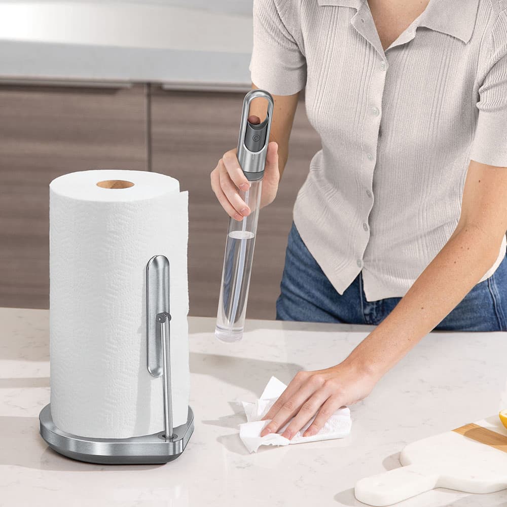 استند دستمال آشپزخانه و اسپری تمیزکننده سیمپل هیومن simplehuman Kitchen Roll Holder with Spray Pump
