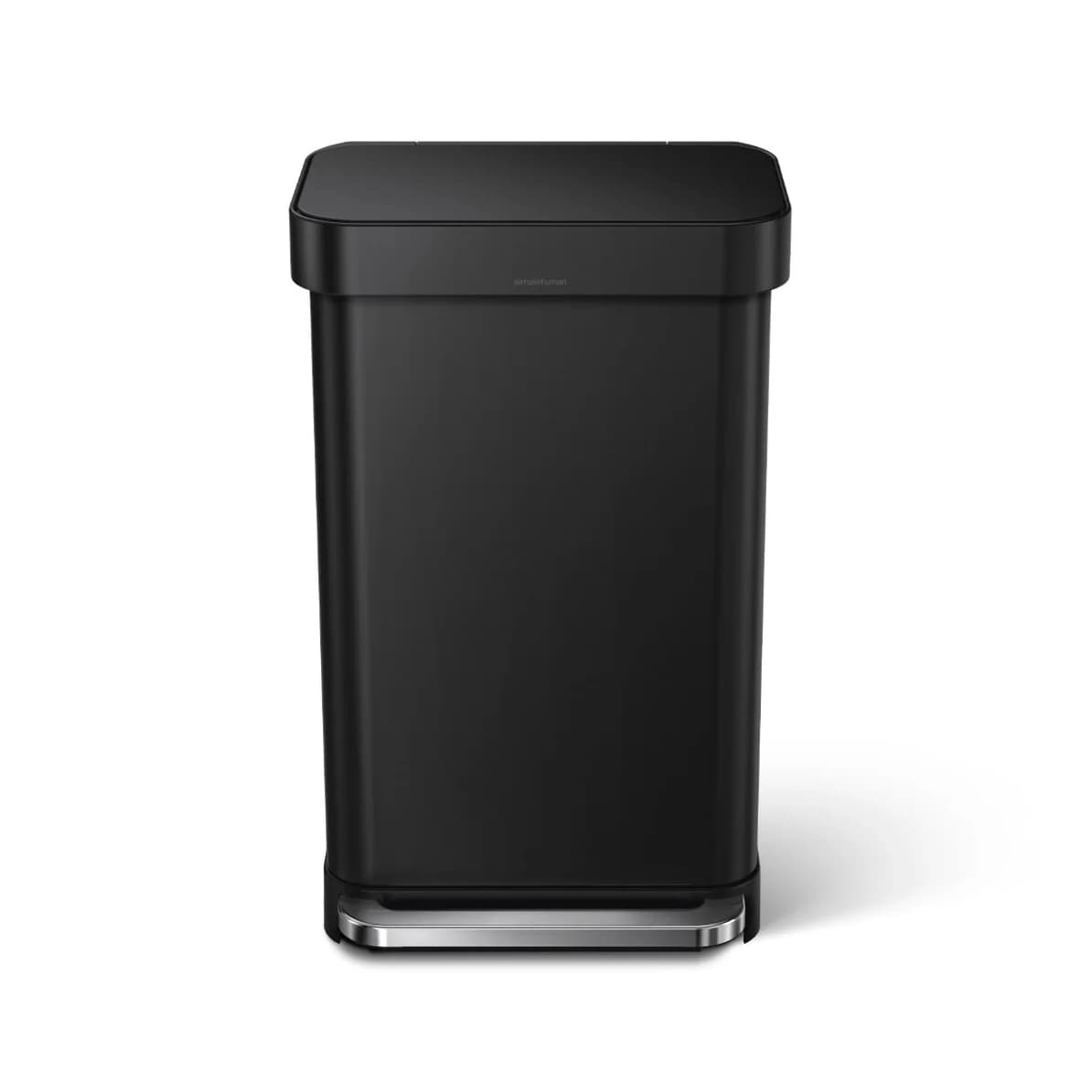 سطل زباله پدالی 45 لیتر مشکی مات سیمپل هیومن simplehuman Matte Black Rectangular Pedal Bin with Liner Pocket, 45 L