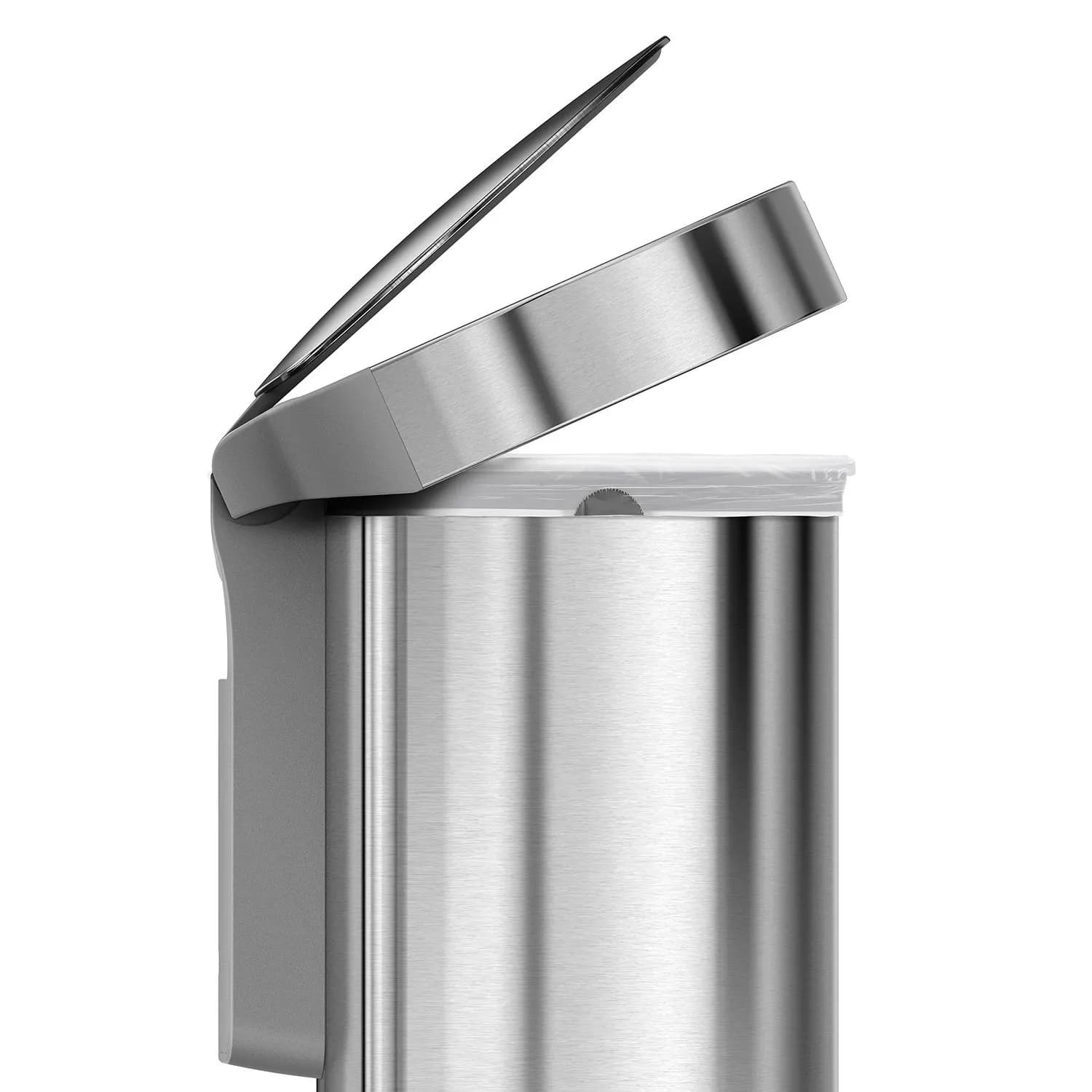 سطل زباله نیم دایره سنسور دار استیل 45 لیتر سیمپل هیومن simplehuman Semi Round Sensor Bin With Liner Pocket — تصویر ۲