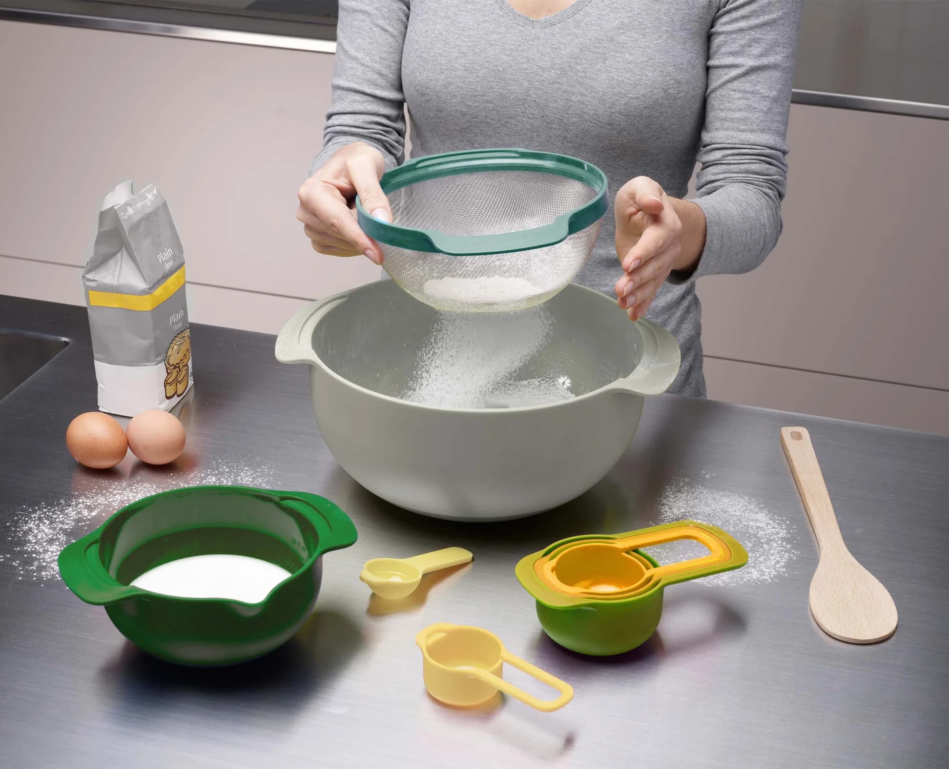 ست کاسه و پیمانه 9 پارچه جوزف جوزف رنگ اوپال Joseph Joseph Nest Opal Preparation Bowls, Set of 9