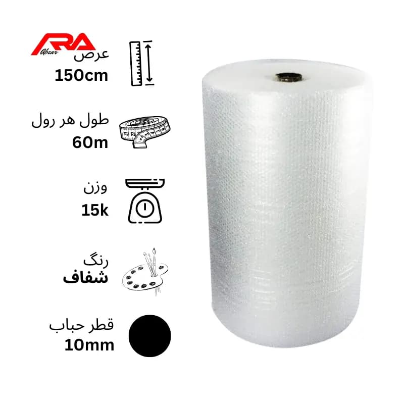 نایلون حبابدار شفاف حباب ریز عرض 150 سانتی متر – درجه یک — تصویر ۲