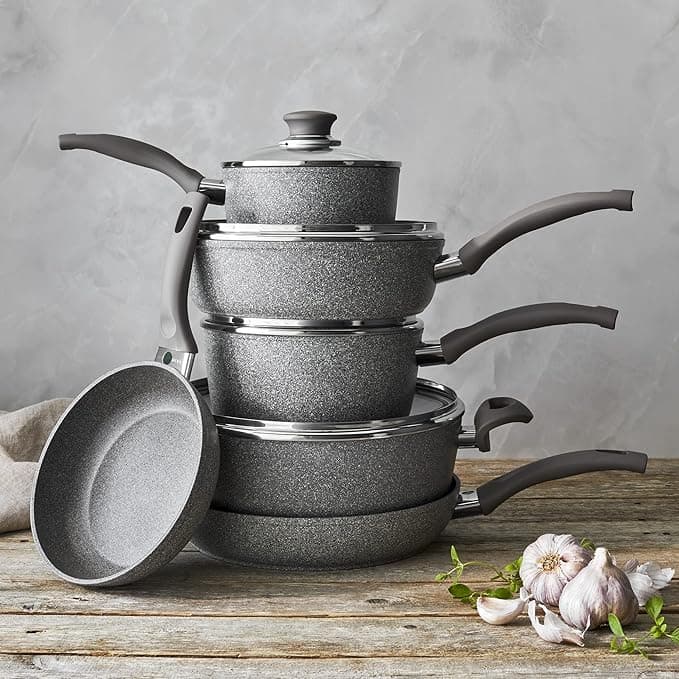 +سرویس 10 پارچه بالارینی با پوشش گرانیت مدل مودنا BALLARINI Modena 10 Piece aluminum Cookware set — تصویر ۴