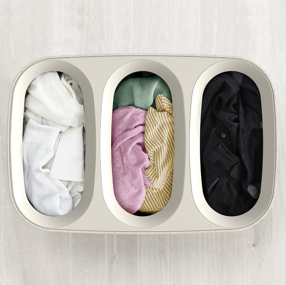 سبد لباس رختکن جوزف جوزف 90 لیتری مدل توتا تریو سه محفظه کرم Joseph Joseph Tota trio ecru Laundry Separation Basket, 90 — تصویر ۴