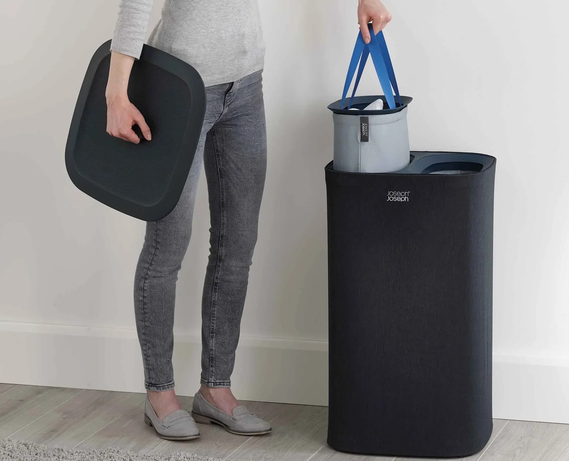 سبد لباس رختکن جوزف جوزف 60 لیتری مدل توتا مشکی Joseph Joseph Tota Black Laundry Separation Basket, 60 L
