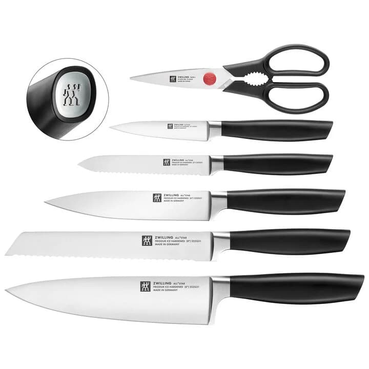 سرویس چاقو 7 پارچه مدل آل استار با استند تیز کننده شارپ بلاک مشکی ZWILLING SHARP BLOCK ALL STAR black — تصویر ۲
