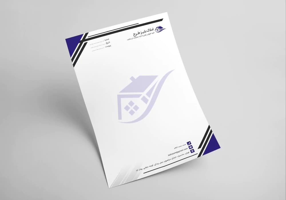 سربرگ املاک لایه باز طرح گوشه کد letterhead-036