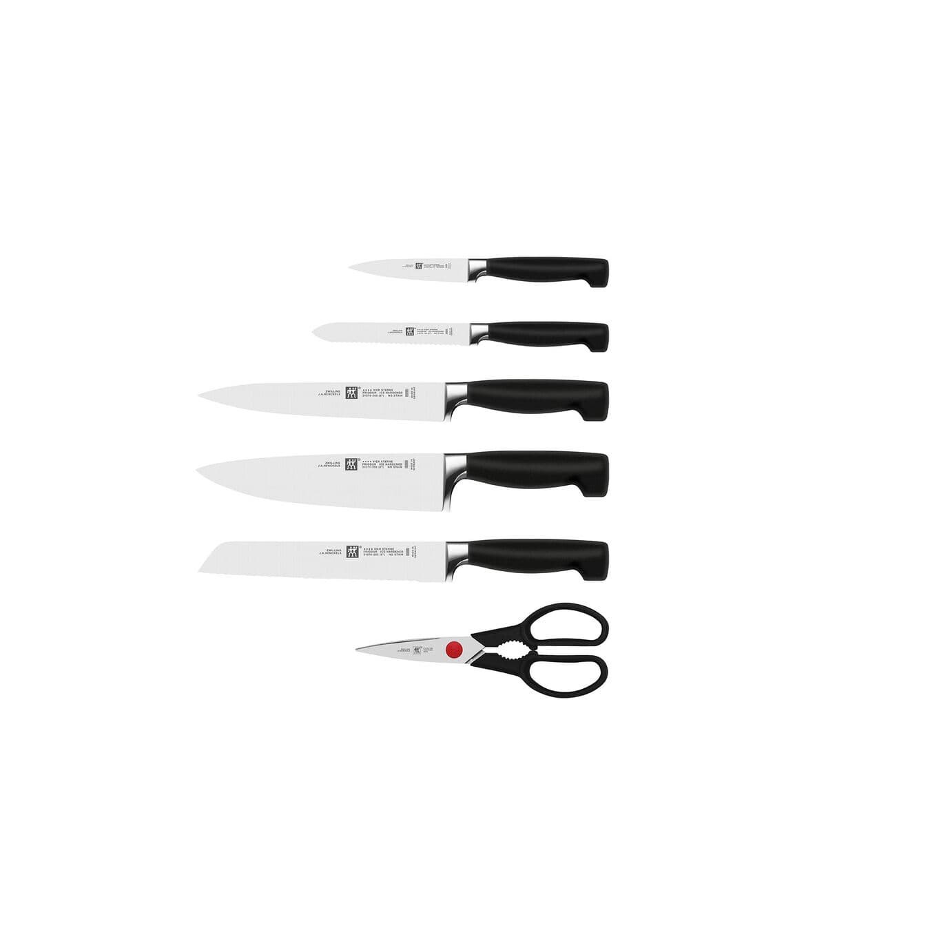 سرویس چاقو 7 پارچه زولینگ مدل فور استار با استند خود تیز شونده zwilling sharp block four star black — تصویر ۲