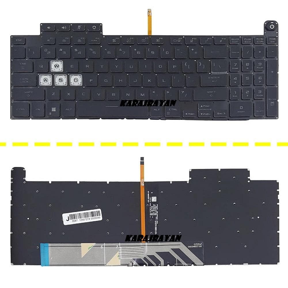 کیبرد لپ تاپ ایسوس TUF Gaming FX507 مشکی-با بک لایت به همراه کلید پاور — تصویر ۲