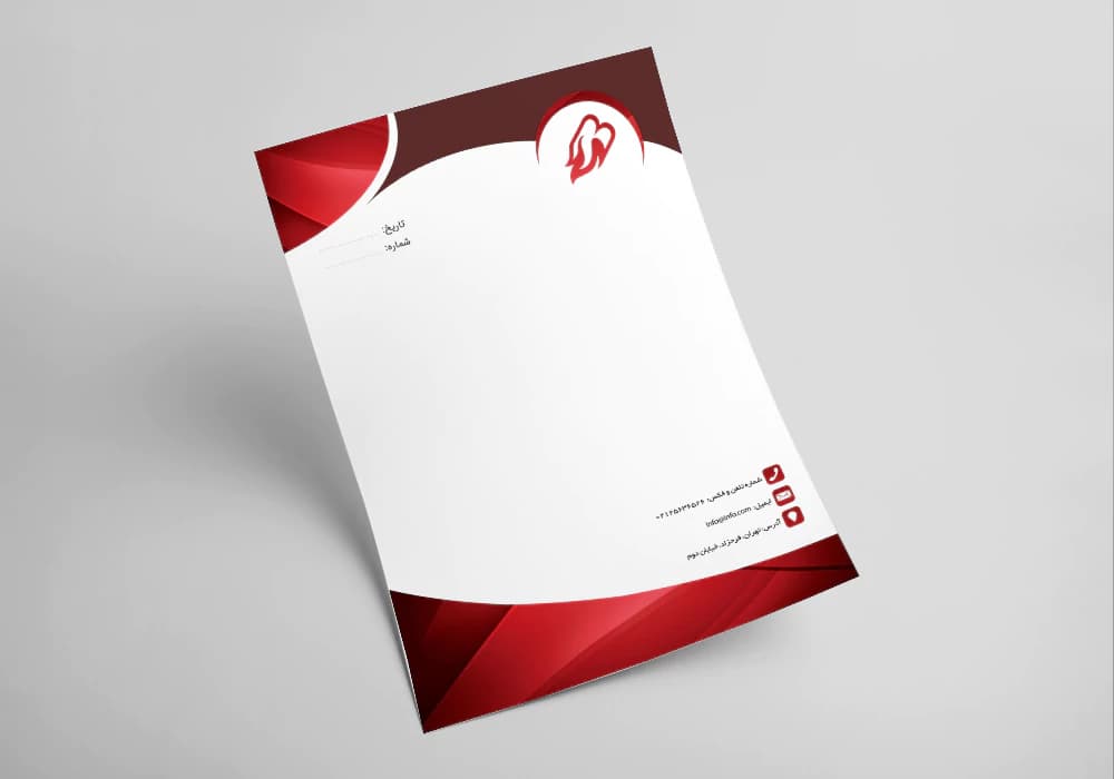 سربرگ شرکتی لایه باز طرح کمپانی سرخ کد letterhead-003
