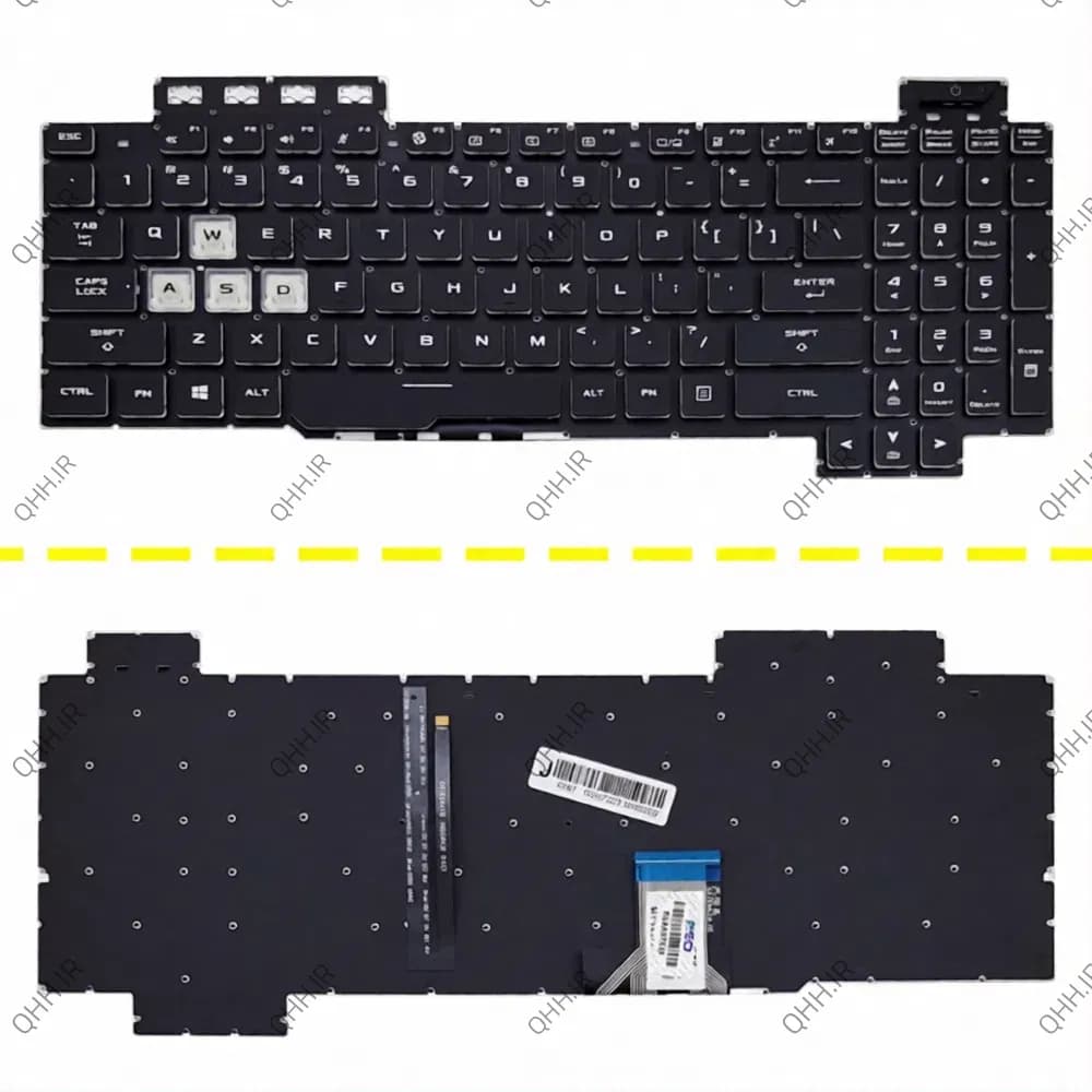 کیبرد لپ تاپ ایسوس TUF Gaming FX505 مشکی-اینترکوچک-بابک لایت-بدون فریم با کلید پاور — تصویر ۸