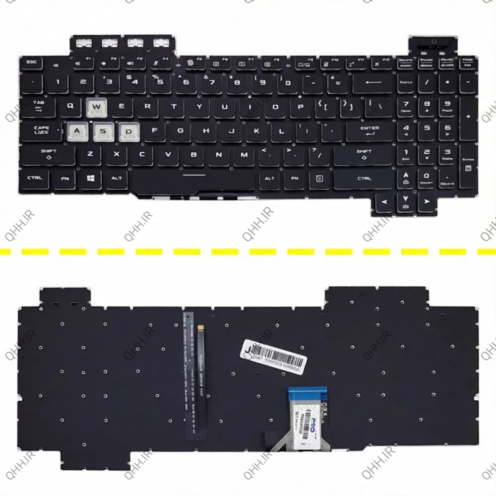 کیبرد لپ تاپ ایسوس TUF Gaming FX505 مشکی-اینترکوچک-بابک لایت-بدون فریم با کلید پاور — تصویر ۹