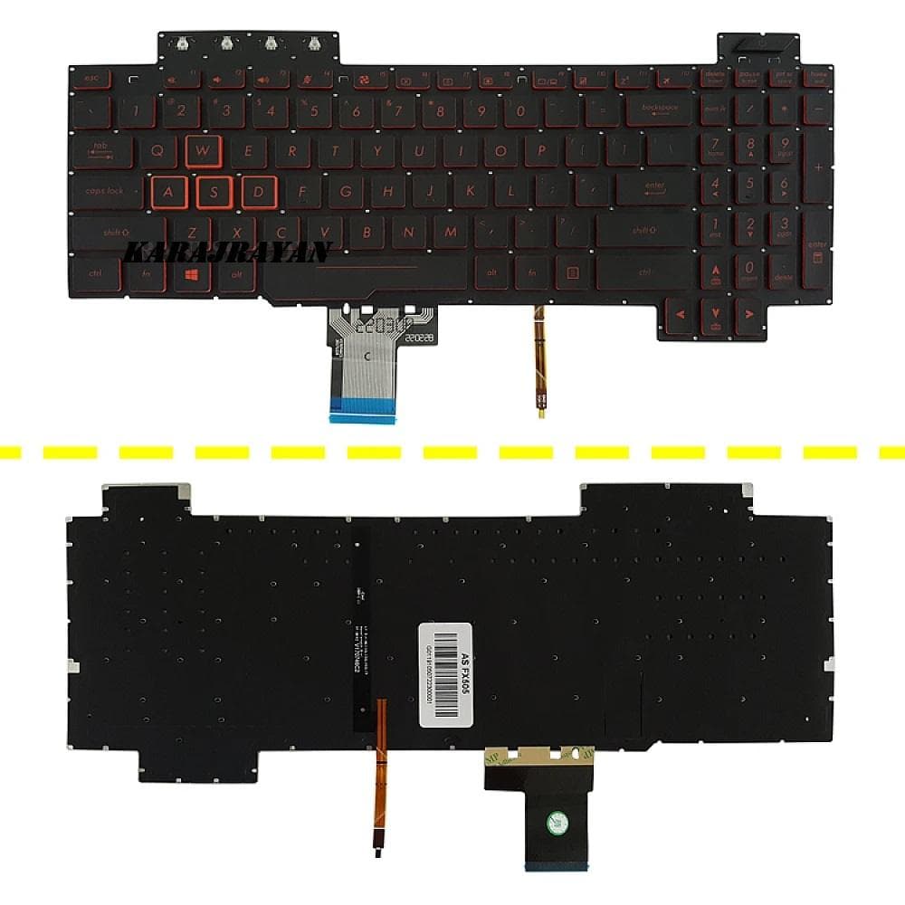 کیبرد لپ تاپ ایسوس TUF Gaming FX505 مشکی-اینترکوچک-بابک لایت-بدون فریم با کلید پاور