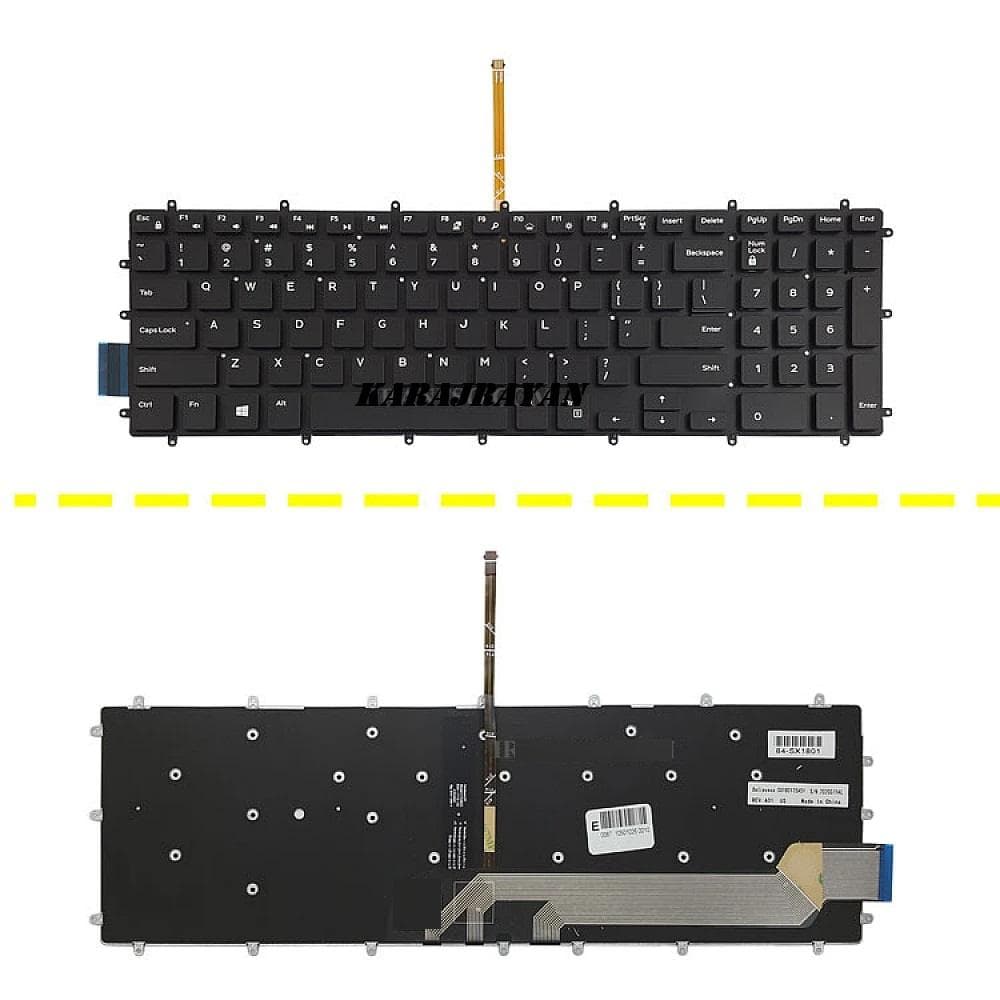 کیبرد لپ تاپ دل Inspiron 15-5567 مشکی-اینترکوچک با بک لایت-بدون فریم