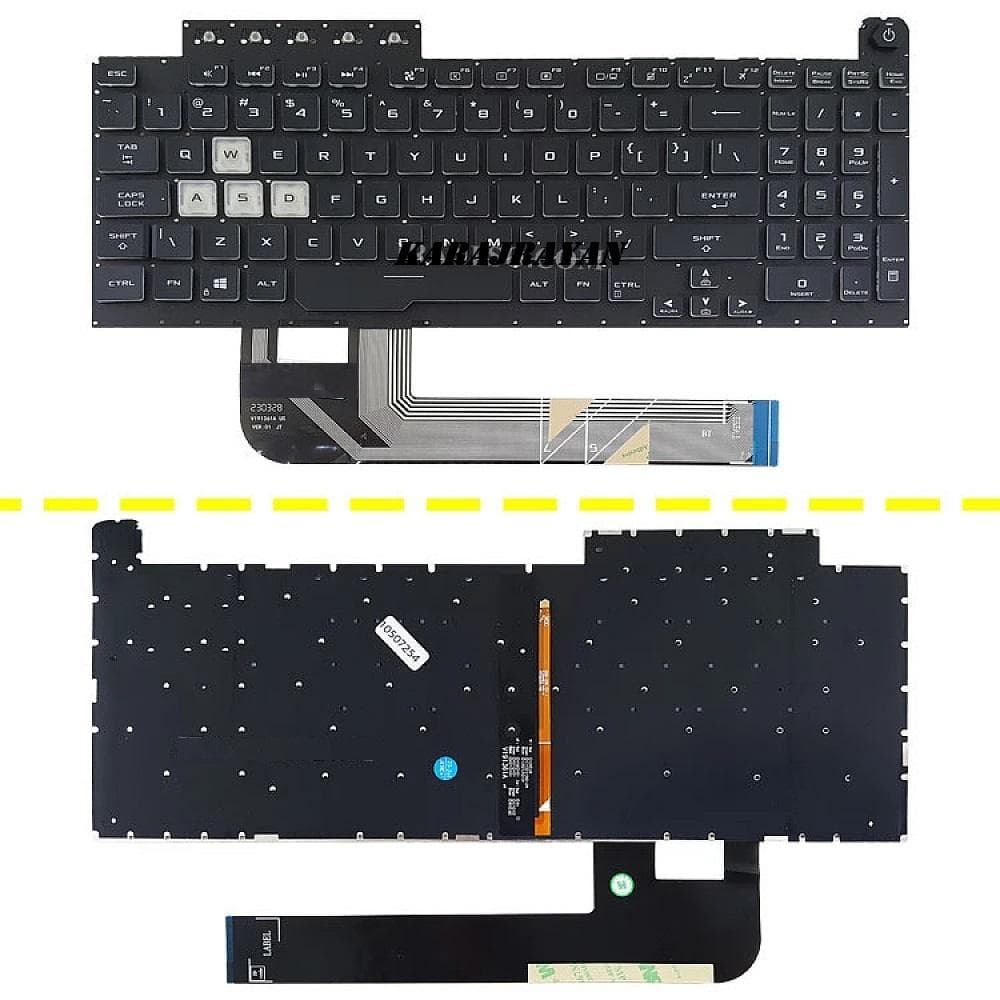 کیبرد لپ تاپ ایسوس TUF Gaming FX506 مشکی-اینترکوچک-بابک لایت-بدون فریم با کلید پاور