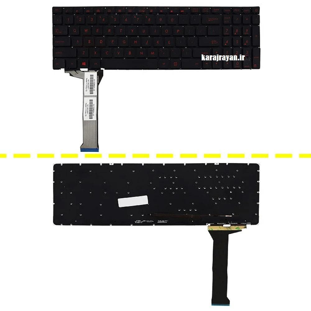 کیبرد لپ تاپ ایسوس ROG GL552 مشکی-اینترکوچک-بابک لایت و کلید پاور