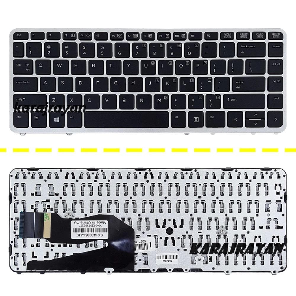 کیبرد لپ تاپ اچ پی EliteBook 840 G1 مشکی-بدون موس-بافریم نقره ای