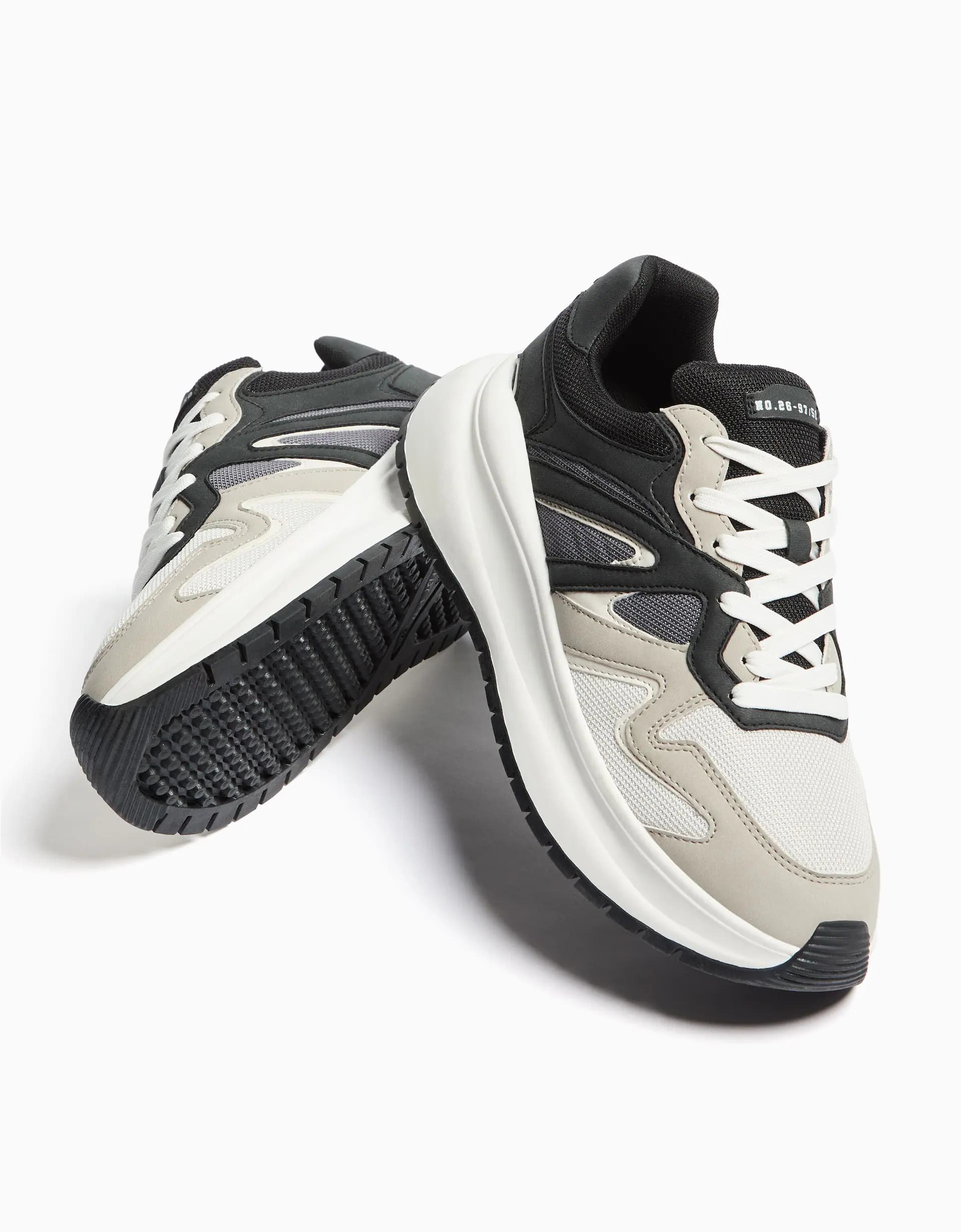 کتونی Bershka مدل Chunky Sole Mesh Trainers — تصویر ۸
