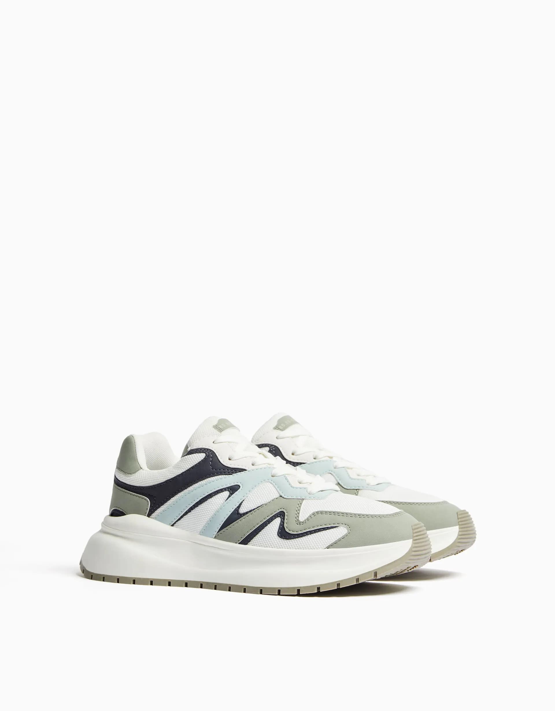 کتونی Bershka مدل Chunky Sole Mesh Trainers — تصویر ۷