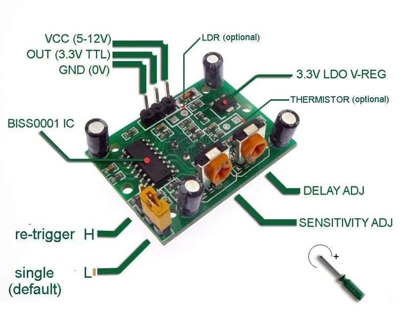 ماژول سنسور حرکت مادون قرمز HC-SR501 – تشخیص حرکت بدن – PIR — تصویر ۱۱