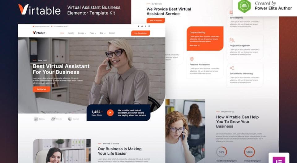 تمپلیت کیت Virtuaz کسب و کار دستیار مجازی ویرتواز المنتور