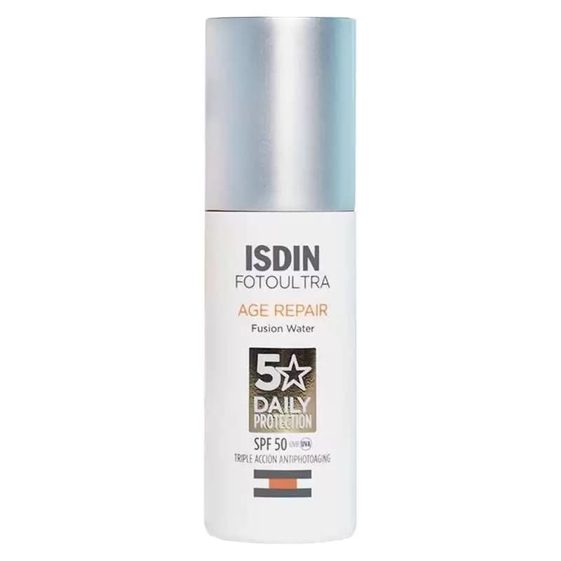 کرم ضد آفتاب بدون رنگ ایزدین SPF 50 مدل age repair ‌مناسب برای انواع پوست حجم 50 میلی‌لیتر