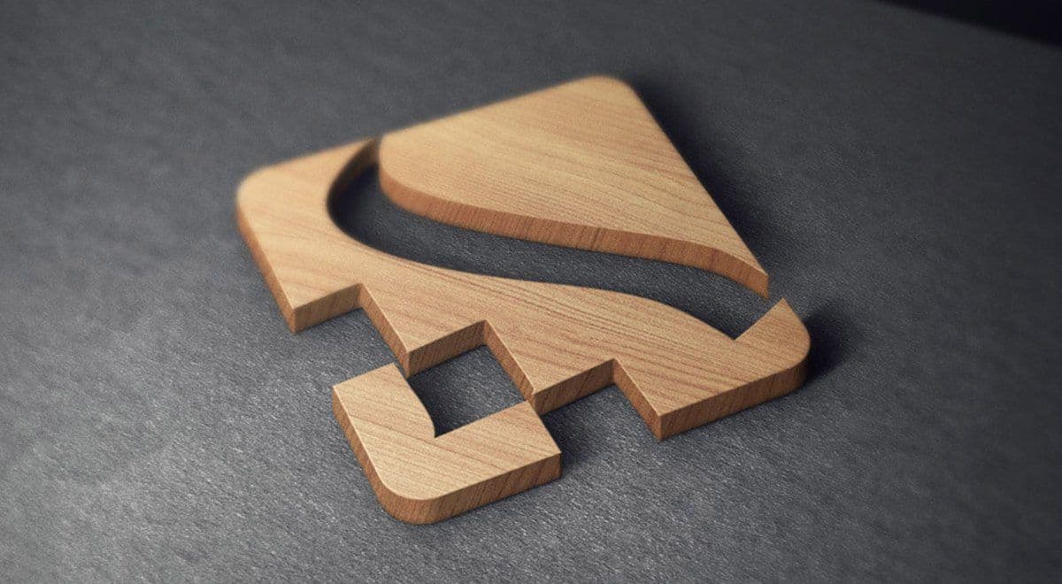 موکاپ 3D لوگو چوبی روی زمین