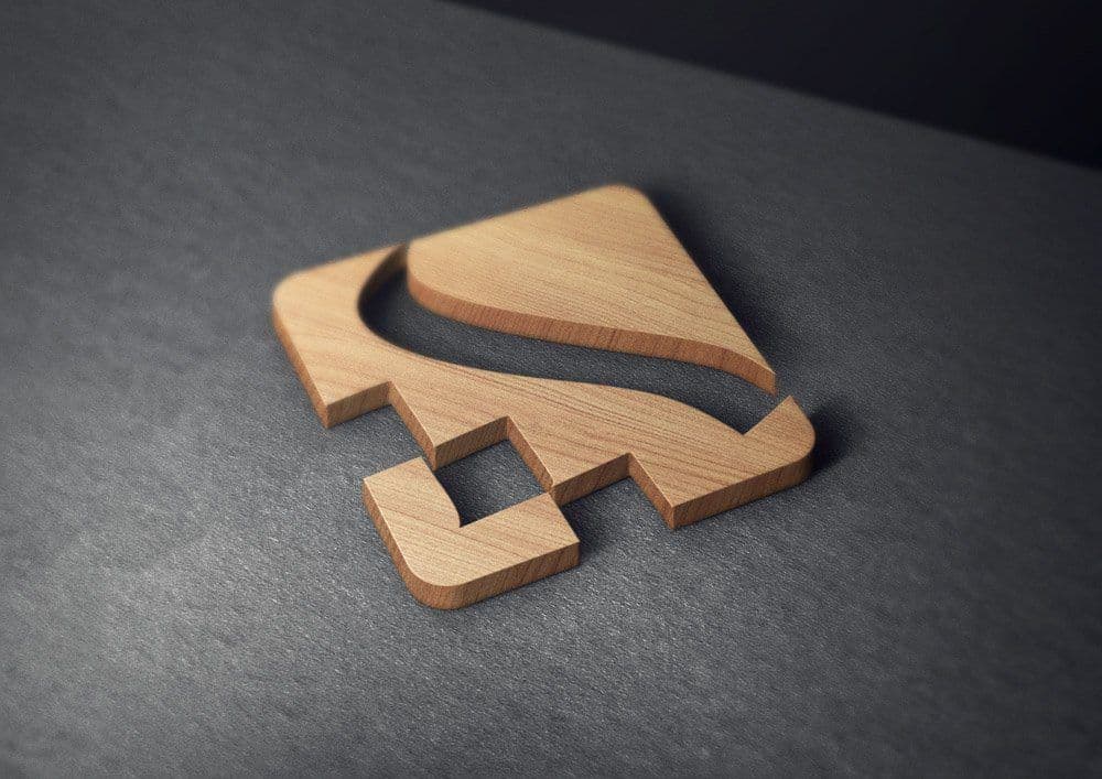 موکاپ 3D لوگو چوبی روی زمین — تصویر ۲