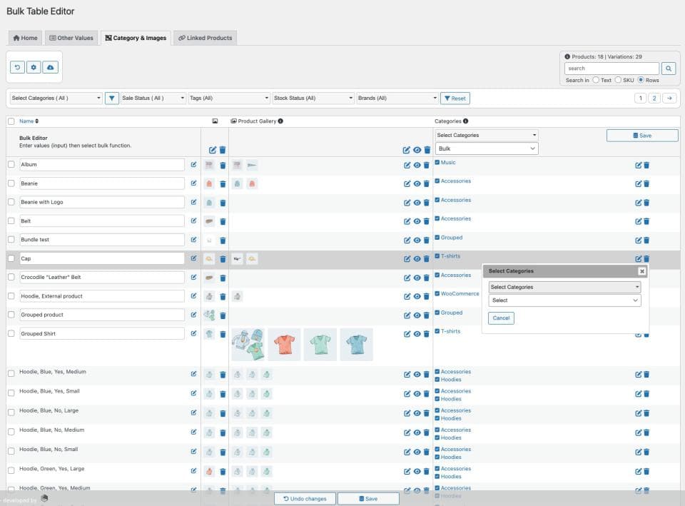 افزونه Bulk Table Editor for WooCommerce ویرایش گروهی جداول ووکامرس 2.4.9 — تصویر ۳