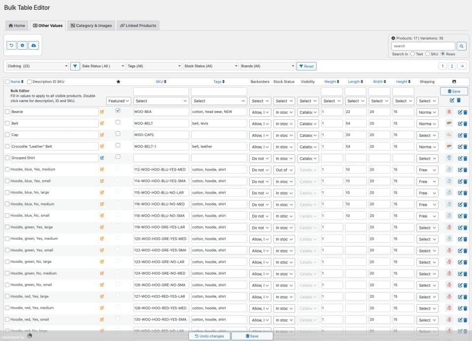 افزونه Bulk Table Editor for WooCommerce ویرایش گروهی جداول ووکامرس 2.4.9 — تصویر ۴