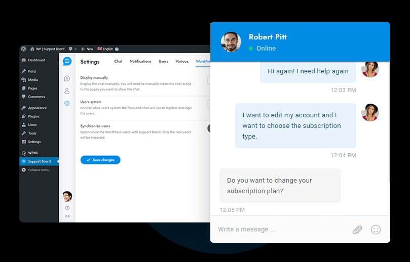 افزونه Support Board چت آنلاین وردپرس ساپورت بورد 3.6.9 — تصویر ۴