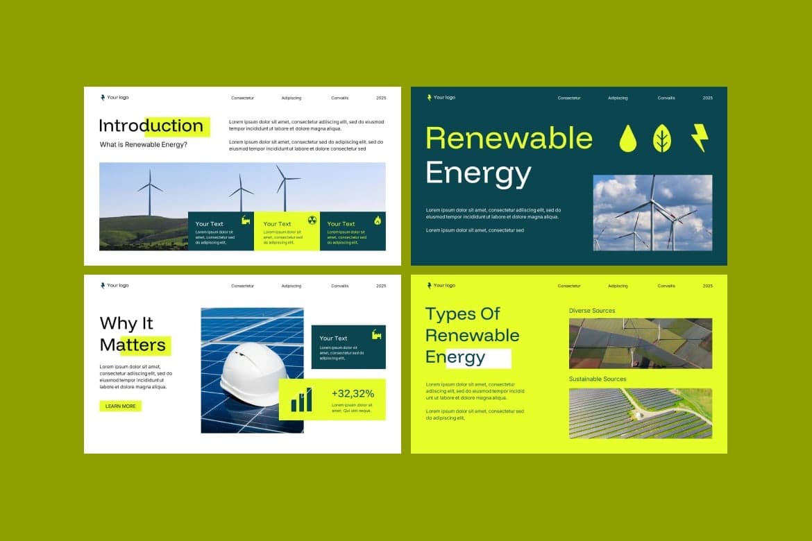 قالب پاورپوینت Renewable Energy انرژی های تجدیدپذیر — تصویر ۵