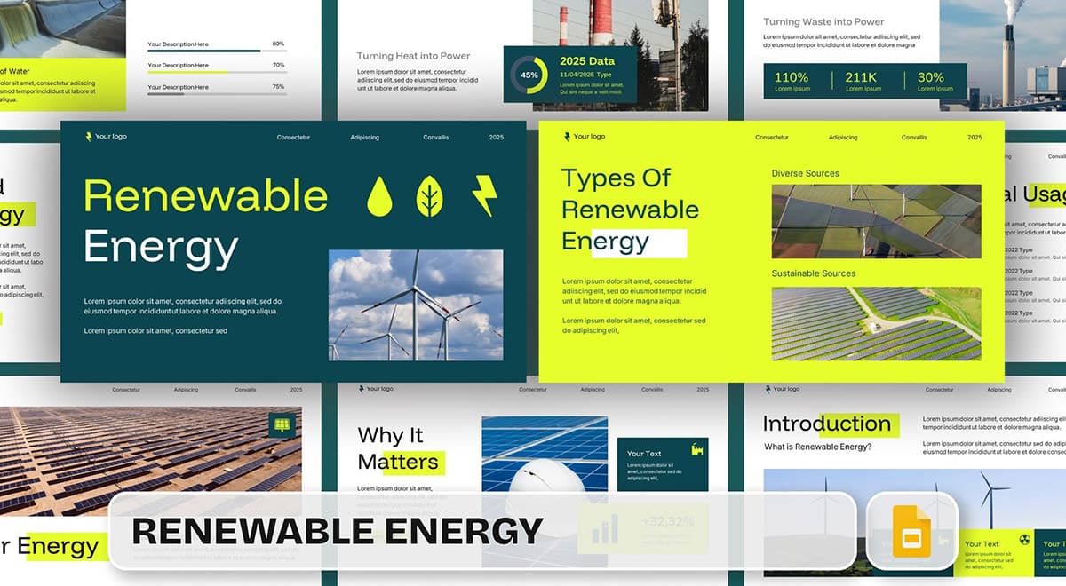 قالب پاورپوینت Renewable Energy انرژی های تجدیدپذیر